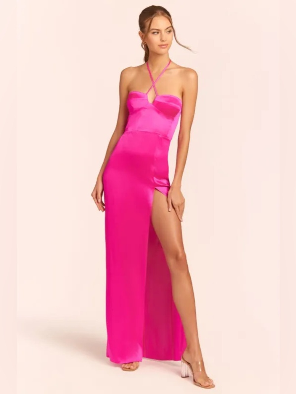 Amanda Uprichard Charmaine Silk Maxi Dress – Hot Pink – Glam Statement Piece ✨
